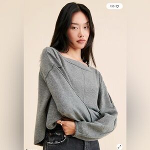 FREE PEOPLE Jamie Knit Sweater Dark Heather Gray Size Small